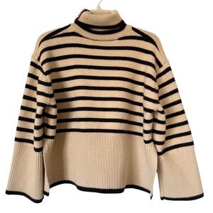 TOTEME Stripe Sweater Turtleneck Wool Blend S Boxy